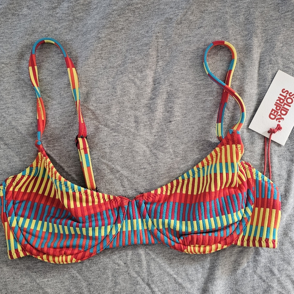 Solid & Striped The Eva Technicolor Mosaic Striped Bikini Top Small